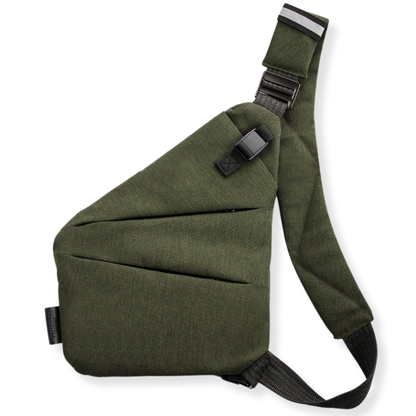 Vaultline anti-theft crossbody bag in Green, right shoulder