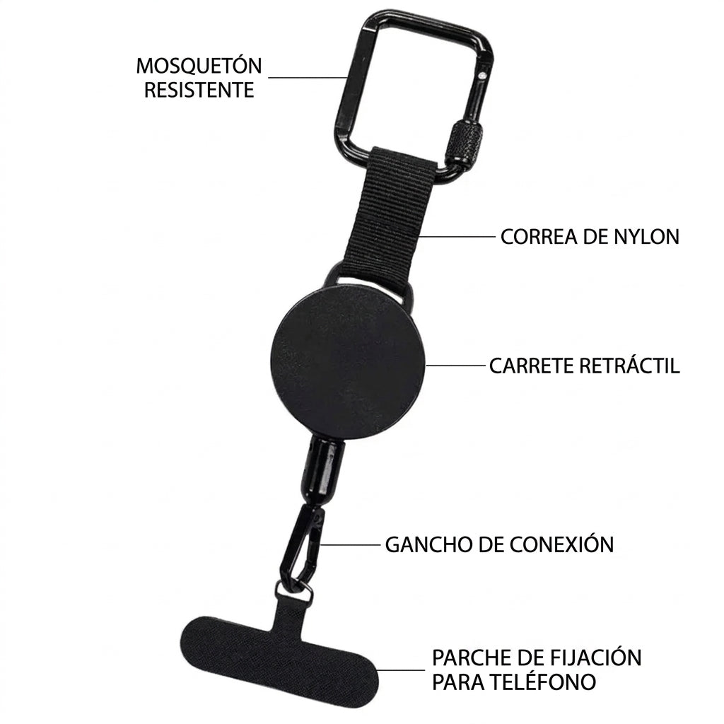 Cuerda retráctil antirrobo para teléfono