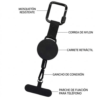 Cuerda retráctil antirrobo para teléfono