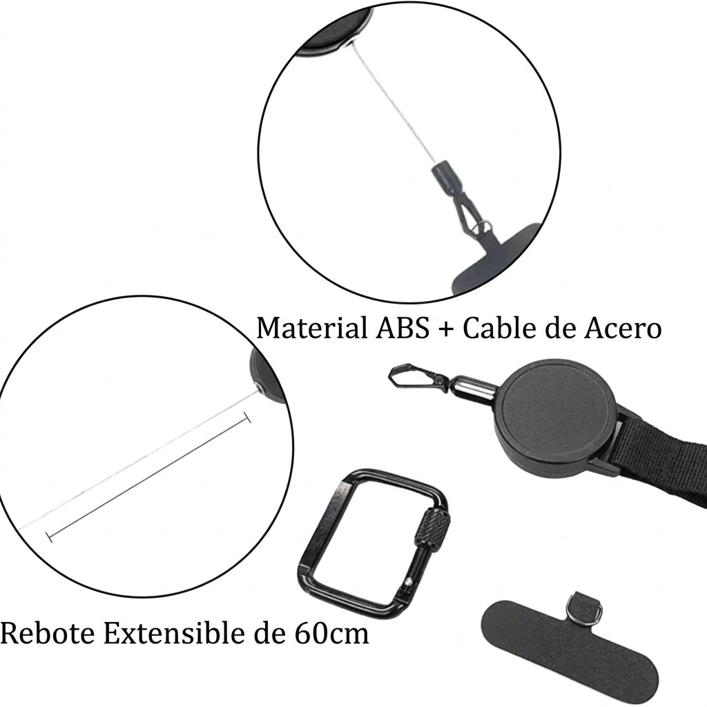 Cuerda retráctil antirrobo para teléfono