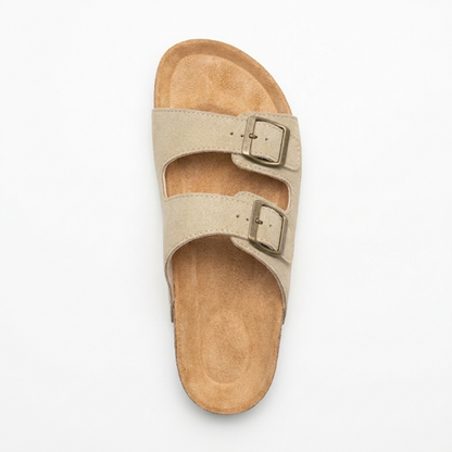 Sandalia Belmara beige plantilla de corcho desde arriba