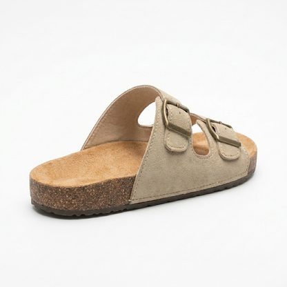 Sandalia Belmara beige vista trasera del talón