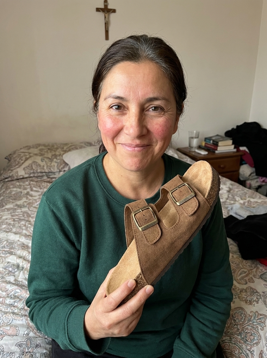 Clienta de La Serena con su sandalia Belmara marrón