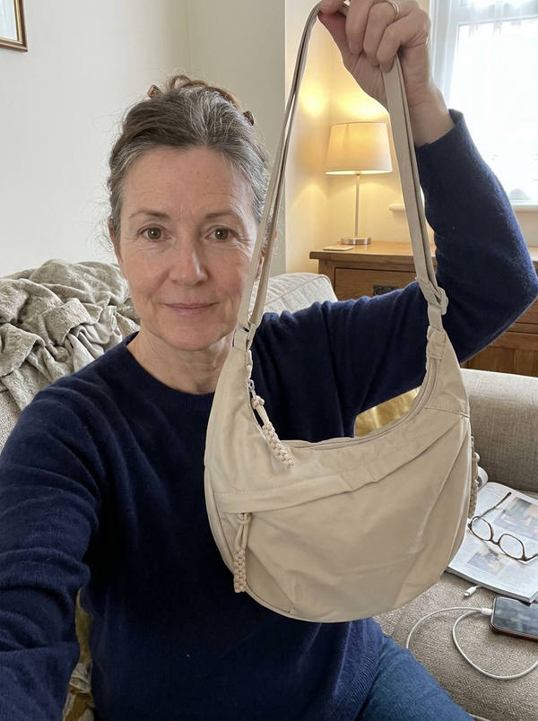 Customer photo of the Elina crescent sling shoulder bag