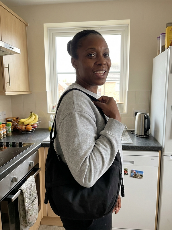 Customer photo of the Elina crescent sling shoulder bag