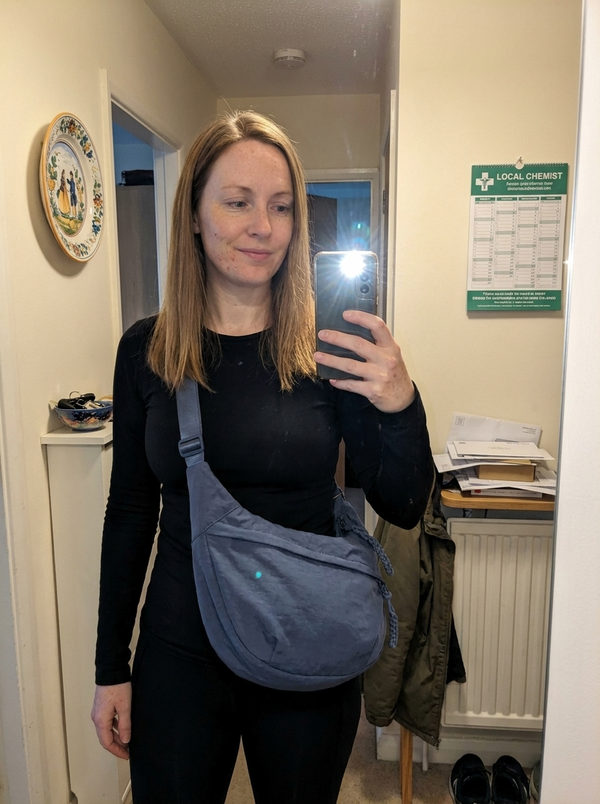 Customer photo of the Elina crescent sling shoulder bag