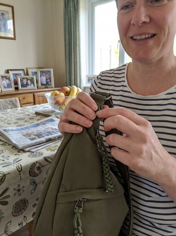 Customer photo of the Elina crescent sling shoulder bag