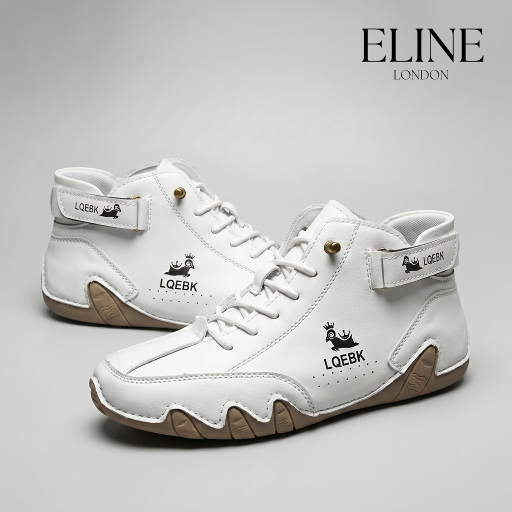 Eline London FeetFlex hand-stitched suede moccasin in Ivory