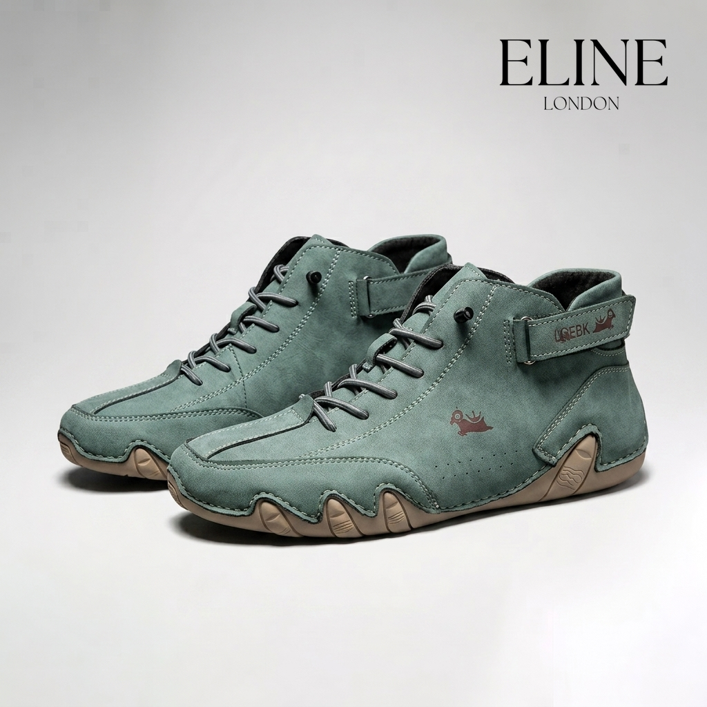 Eline London FeetFlex hand-stitched suede moccasin in Sage